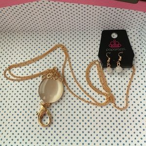 Paparazzi Gold Lanyard and earrings costume jewelry never worn